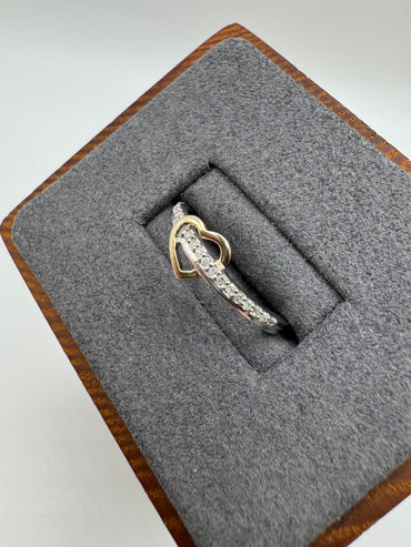 9ct two tone gold diamond heart ring
