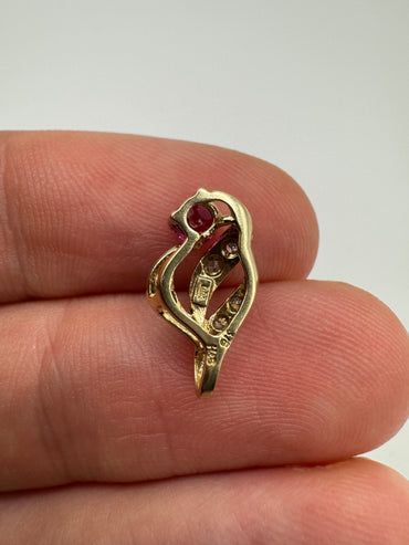 9ct gold ruby and diamond pendant