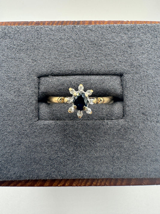 9ct gold sapphire and diamond ring