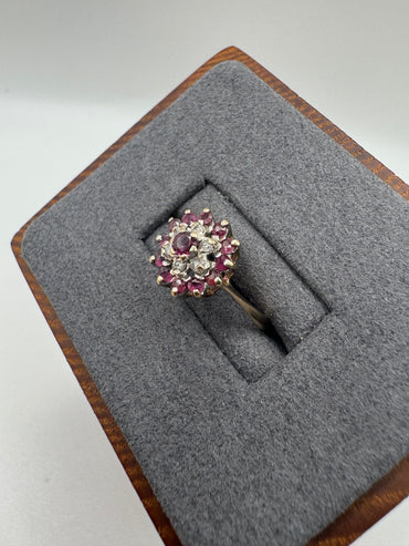 9ct gold ruby and diamond ring