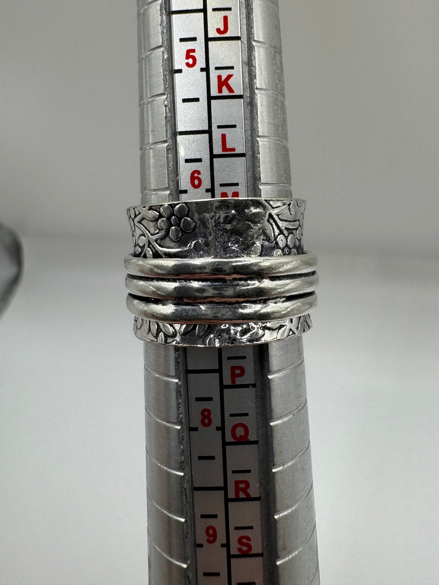 Silver teal quartz and onyx spinning ring (6.25-M1/2)