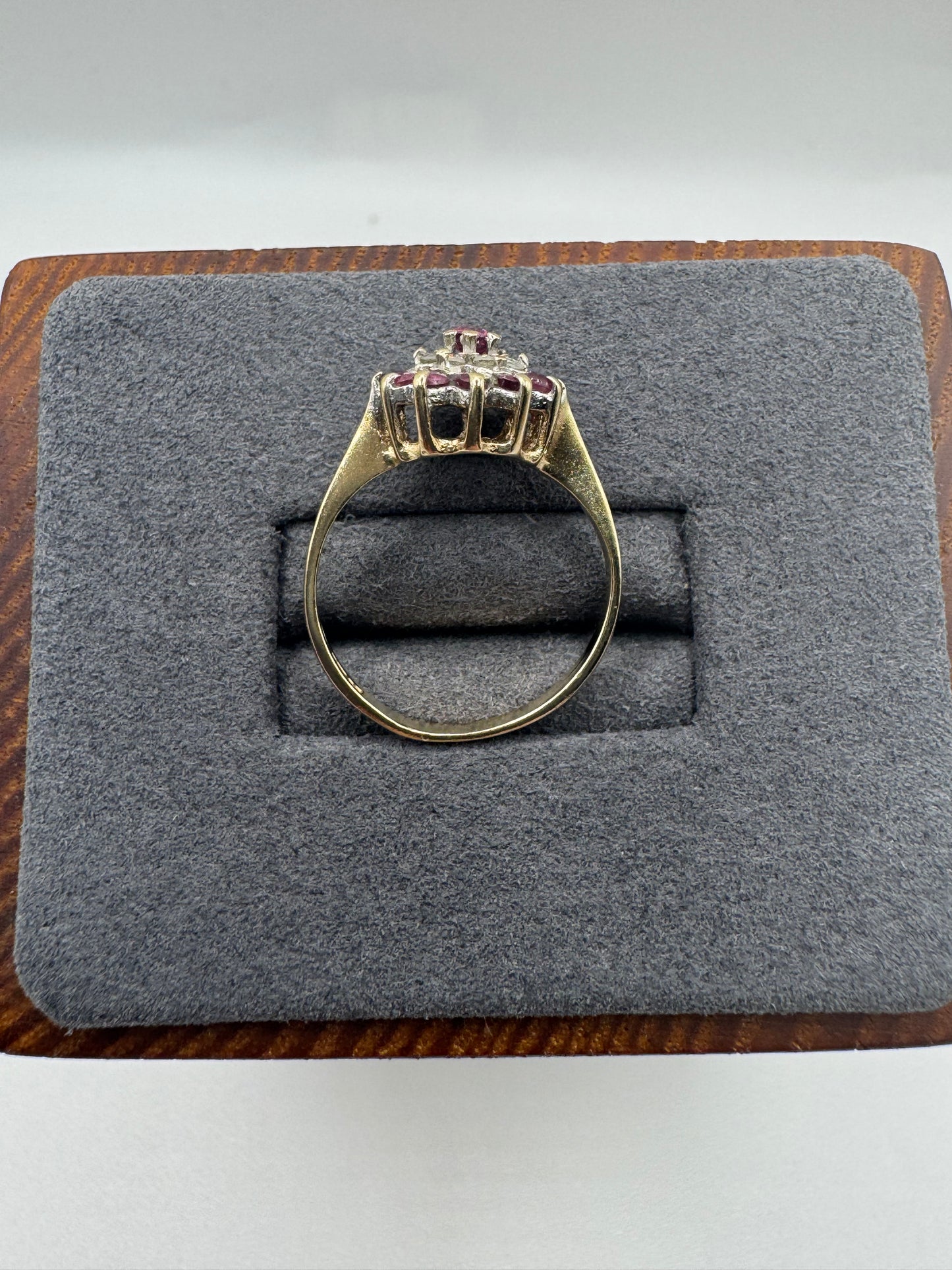 9ct gold ruby and diamond ring
