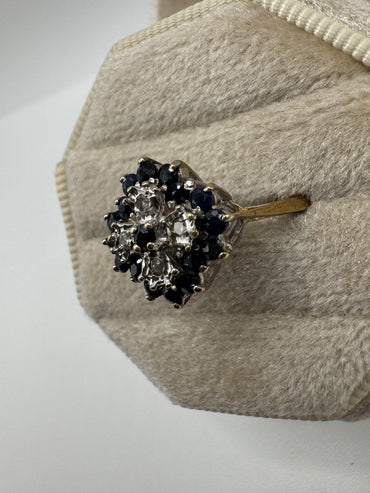 9ct gold sapphire and diamond ring