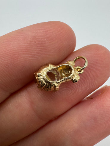 9ct gold teddy bear crystal pendant