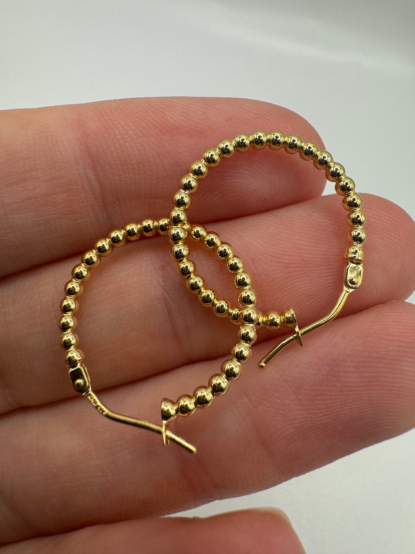 9ct gold 15mm beaded creole earrings