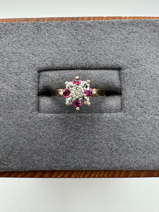 9ct gold ruby and diamond ring
