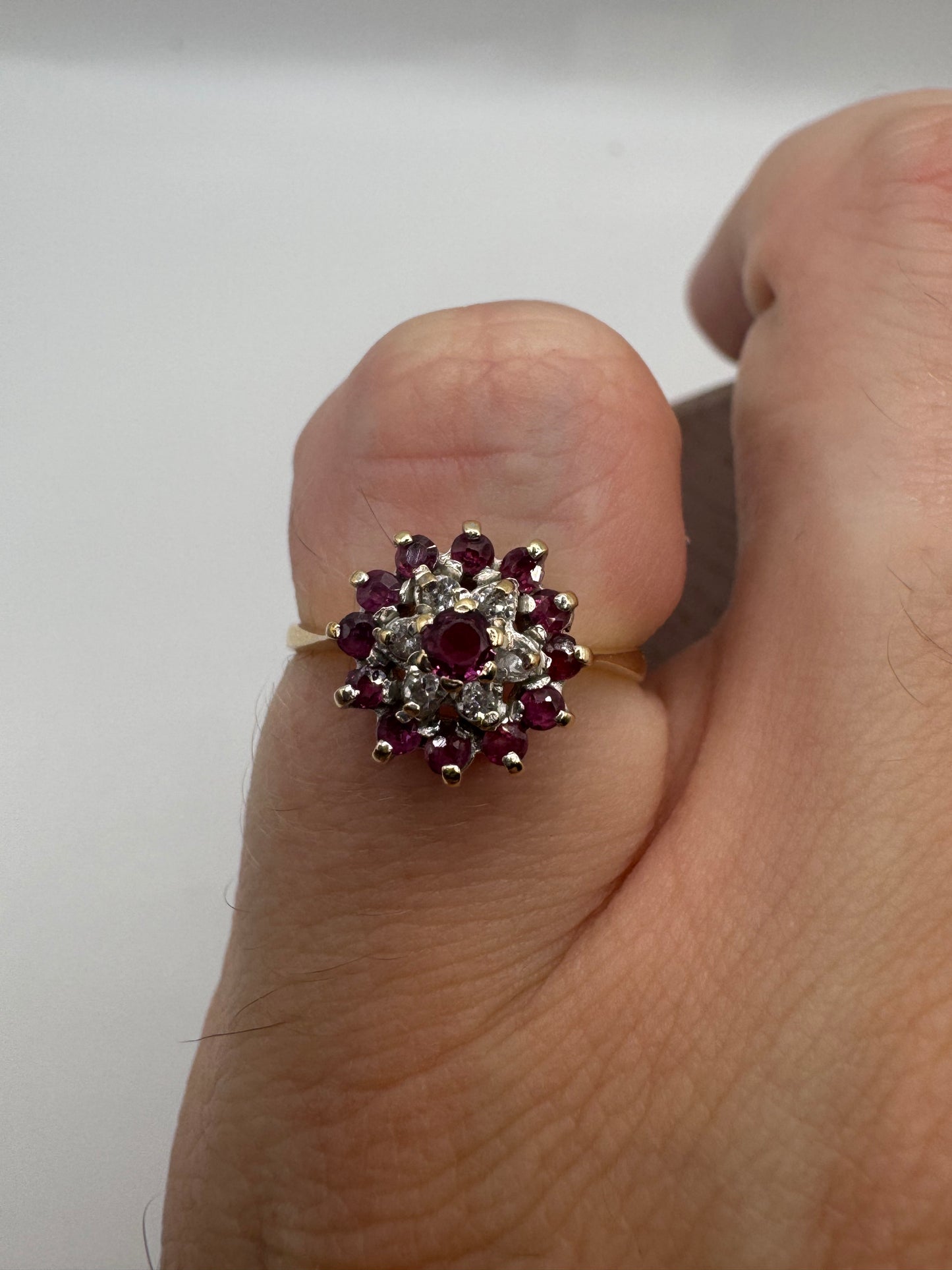 9ct gold ruby and diamond ring