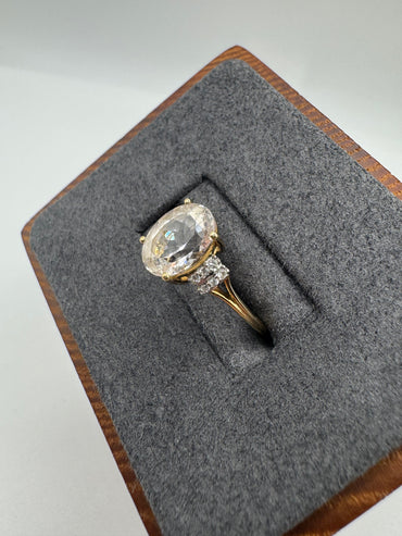 9ct gold pale morganite and diamond ring