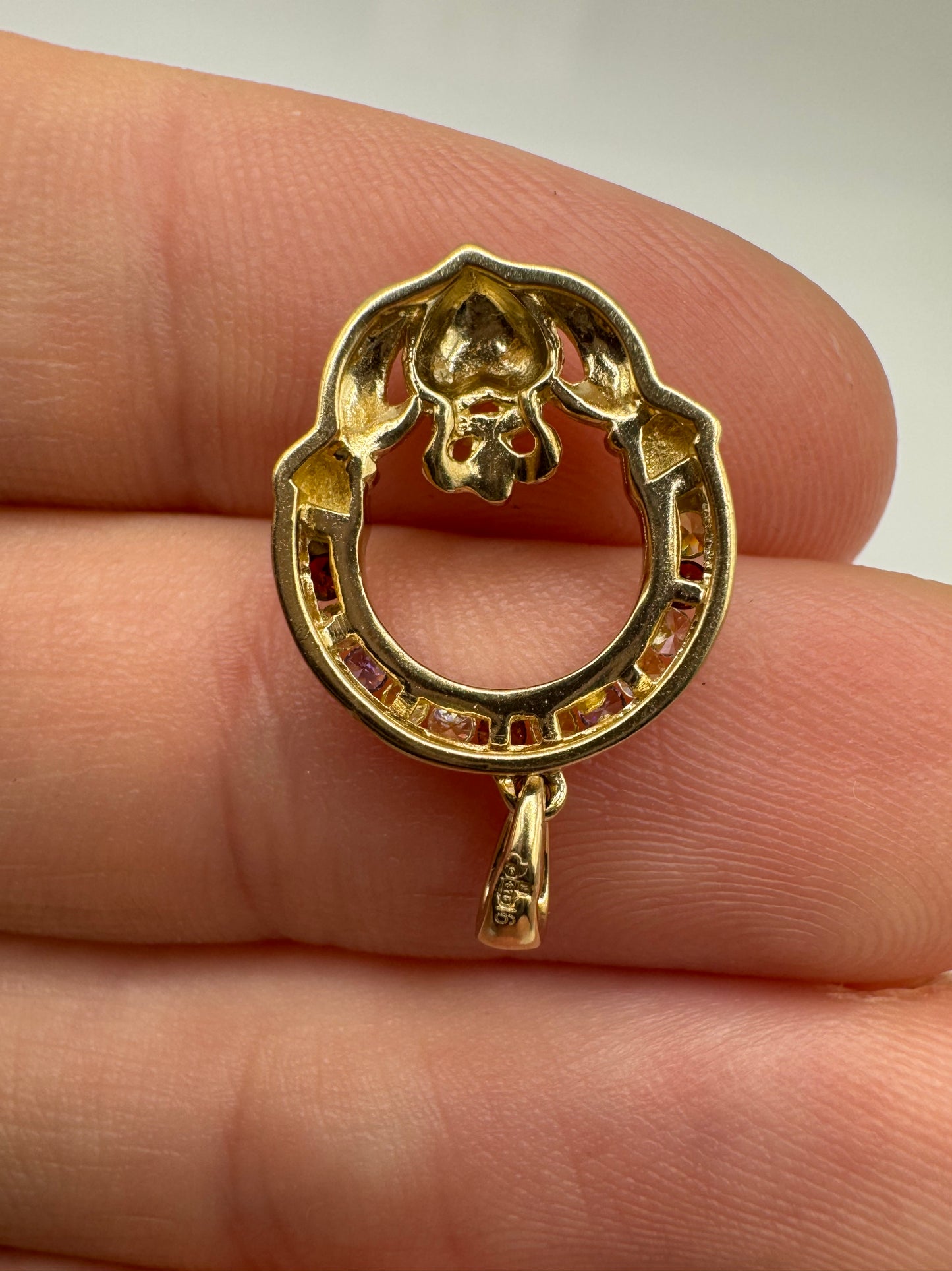 9ct gold multi-coloured sapphire claddagh pendant