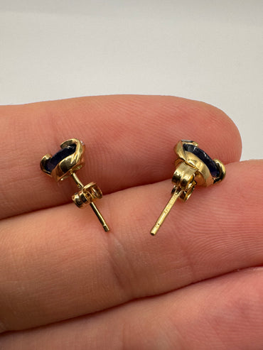 9ct gold sapphire and diamond earrings
