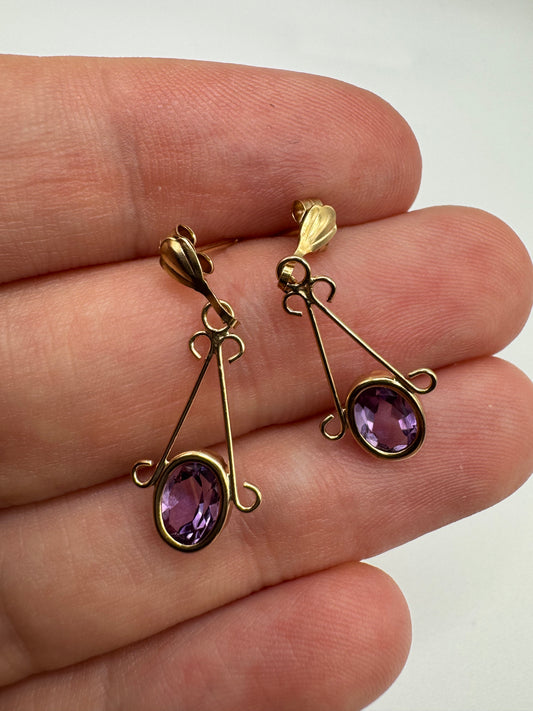 9ct gold amethyst earrings