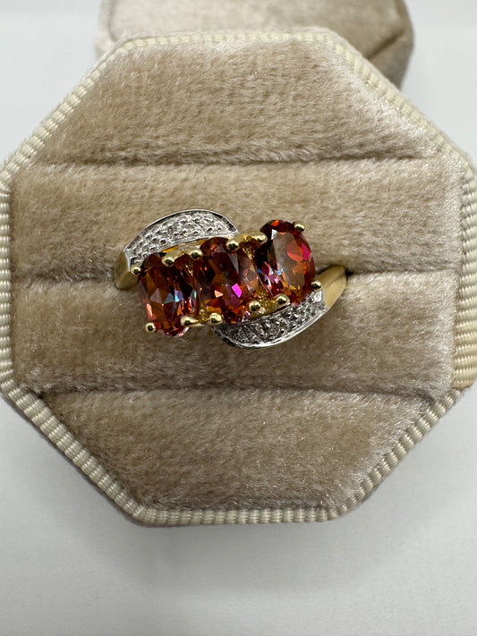 9ct gold topaz and diamond ring