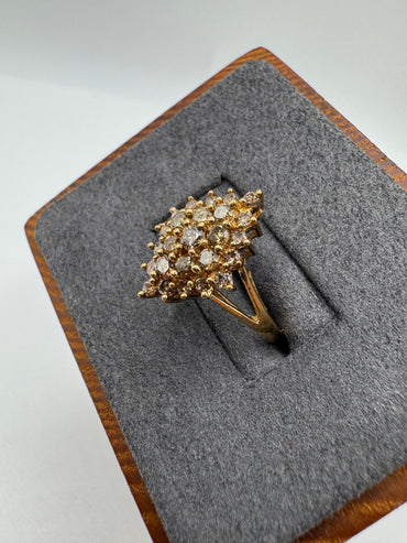 9ct gold 0.75ct champagne diamond cluster ring