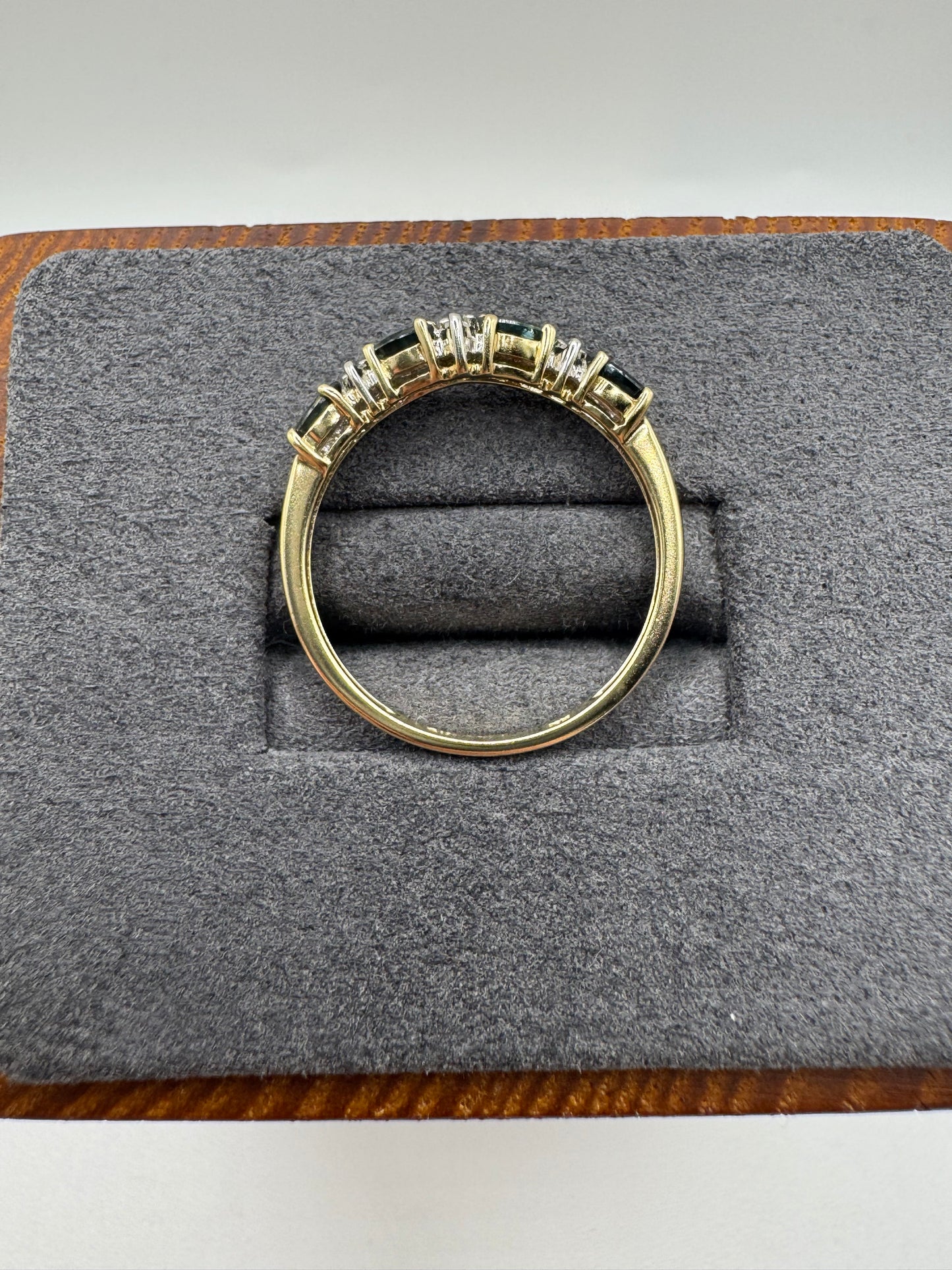 9ct gold sapphire and diamond wishbone ring