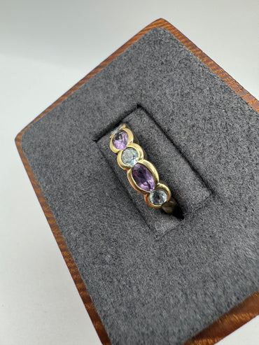 9ct gold topaz and amethyst ring