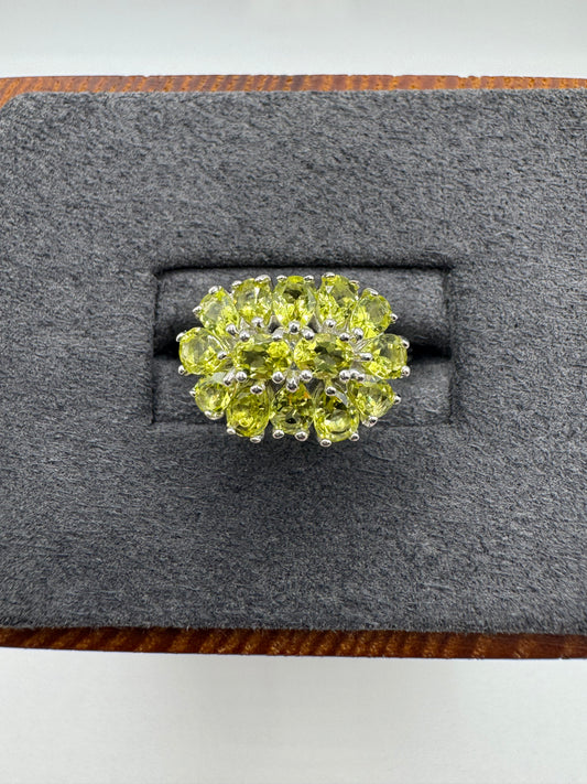 9ct white gold lemon quartz cluster ring