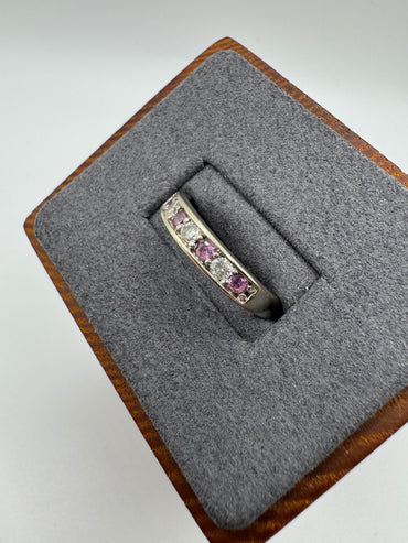 9ct white gold pink topaz and diamond ring