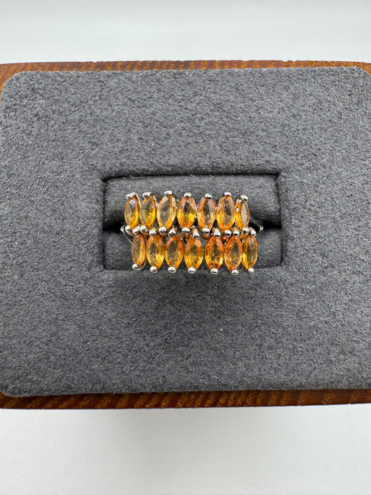 9ct white gold orange sapphire cluster ring