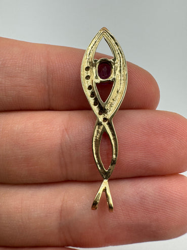 9ct gold amethyst and diamond pendant