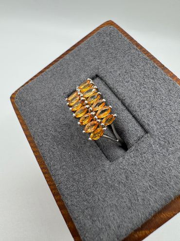 9ct white gold orange sapphire cluster ring