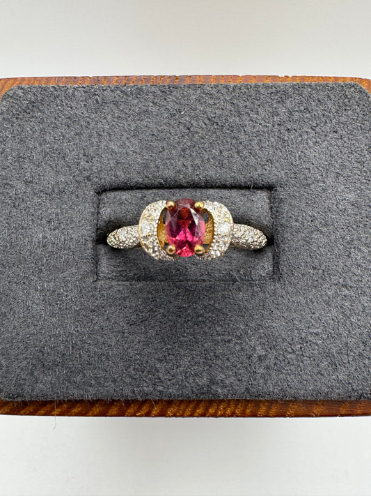 9ct gold tourmaline and diamond ring