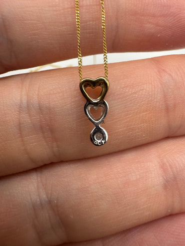 9ct gold graduating hearts diamond necklace