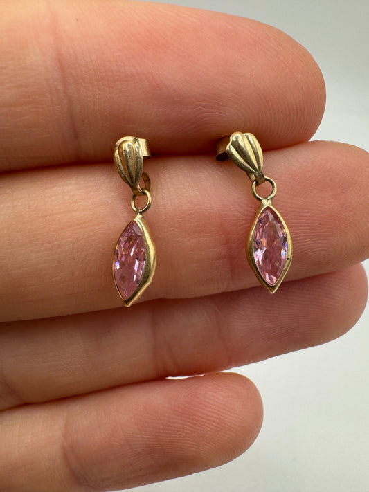 9ct gold pink topaz earrings