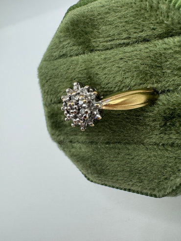 9ct gold 10 point diamond cluster ring