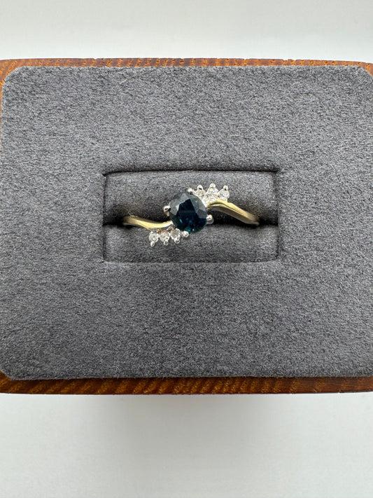 9ct gold sapphire and diamond ring