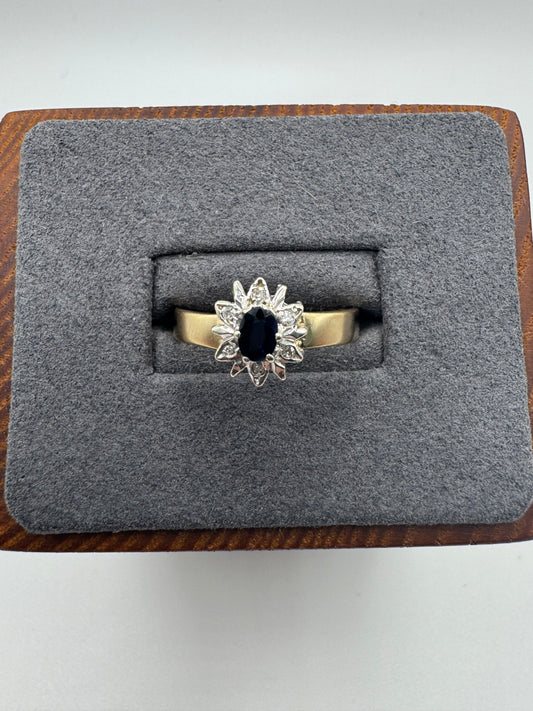 9ct gold sapphire and diamond ring