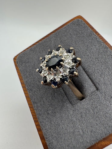 9ct gold sapphire and diamond ring