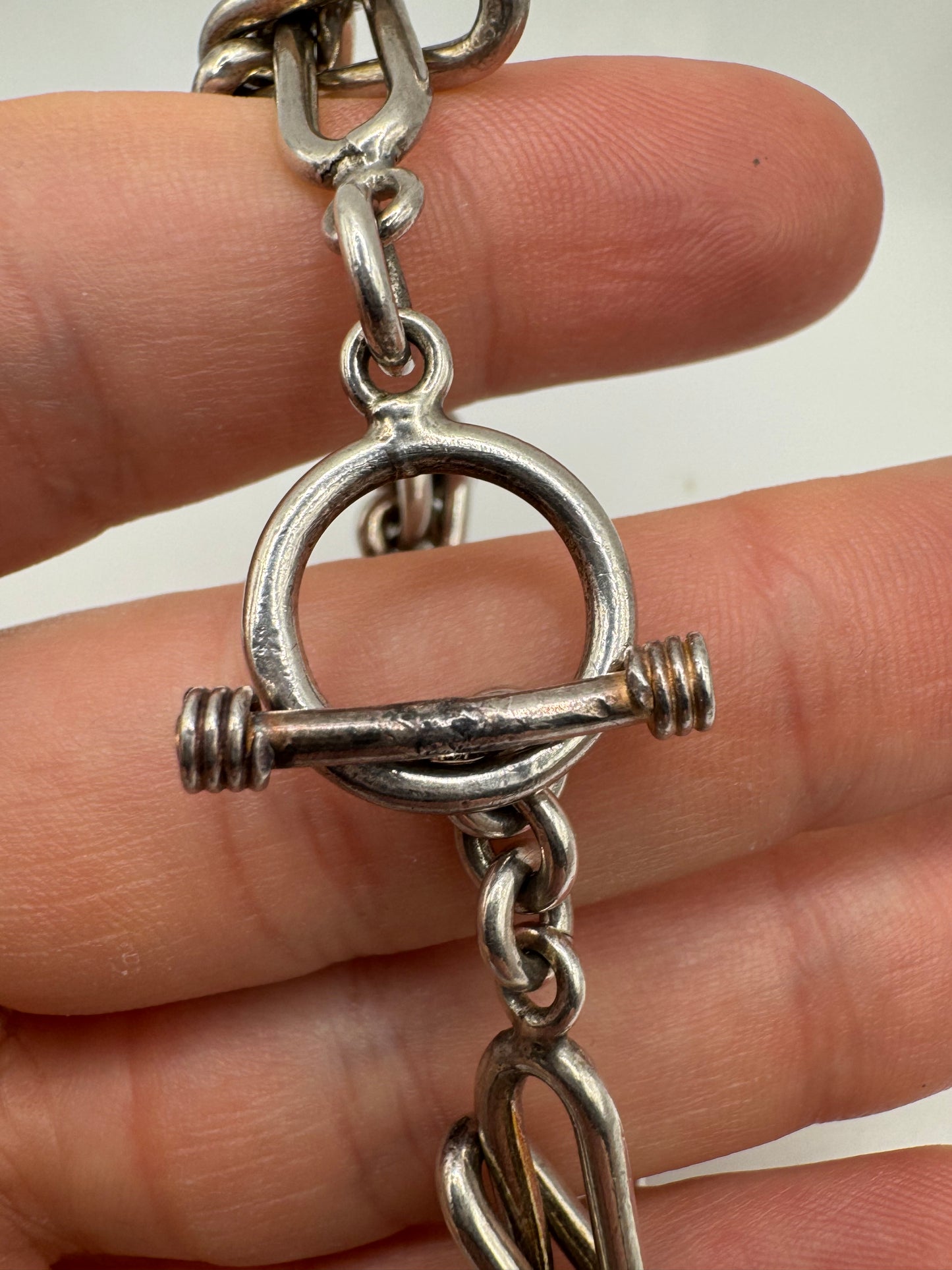Heavy Silver T clasp bracelet