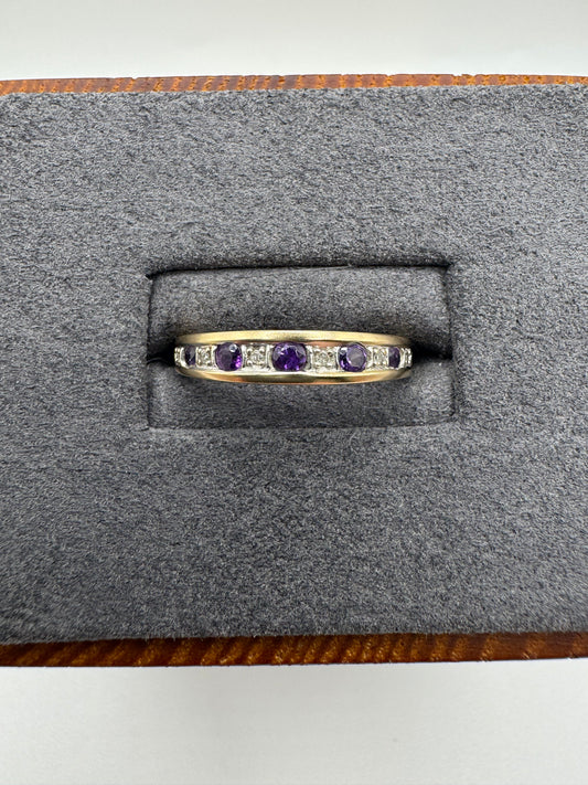 9ct gold amethyst and diamond ring