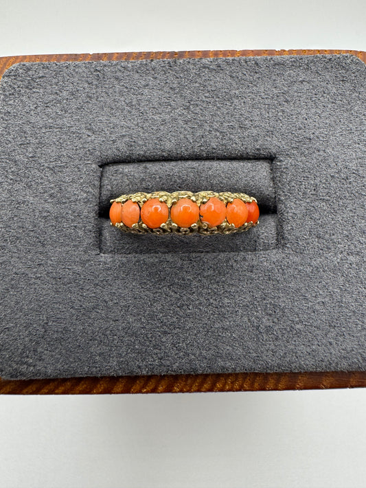 9ct gold coral ring