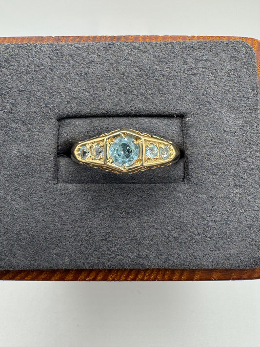 9ct gold blue topaz gypsy ring