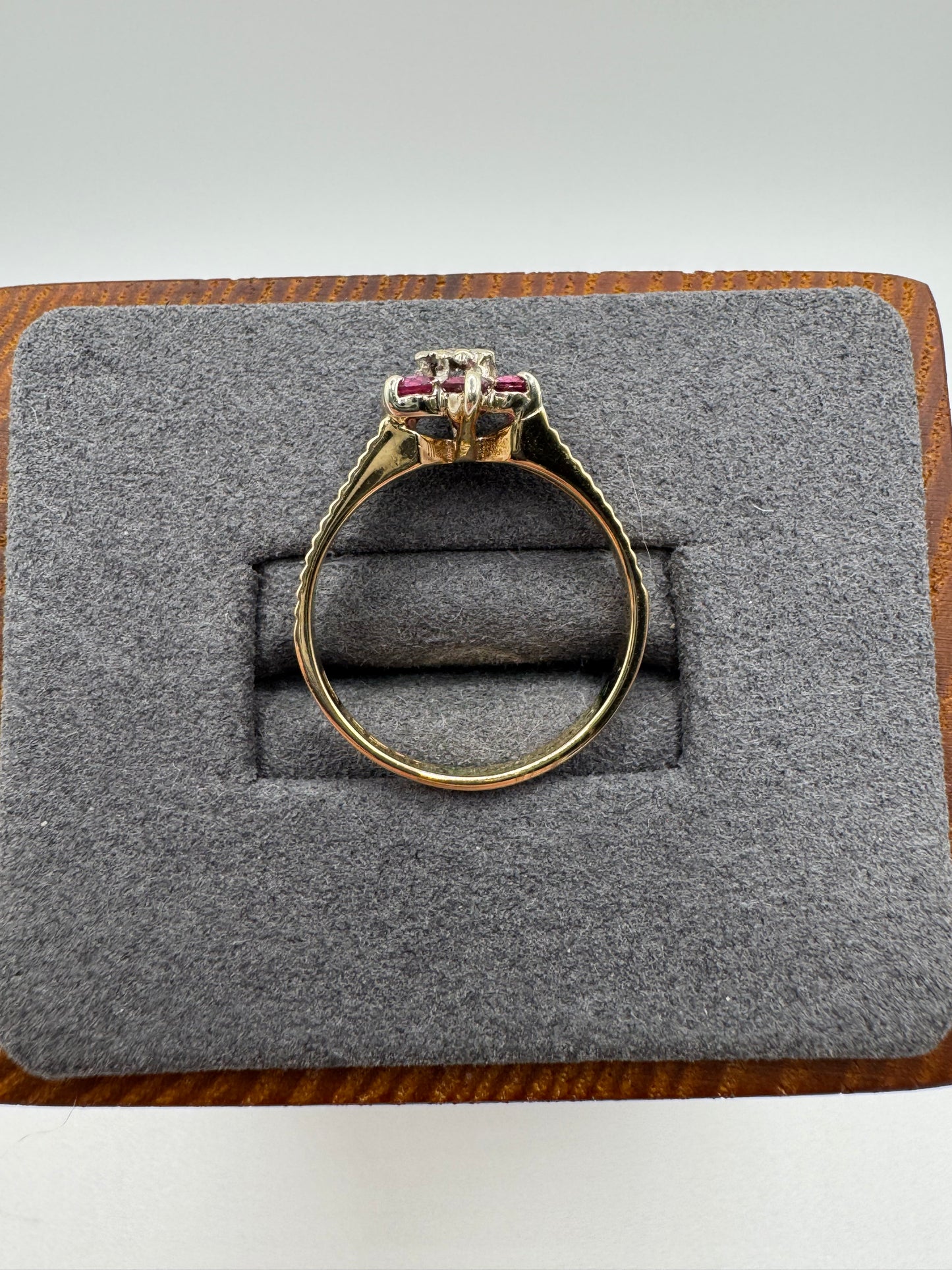 9ct gold ruby and diamond ring