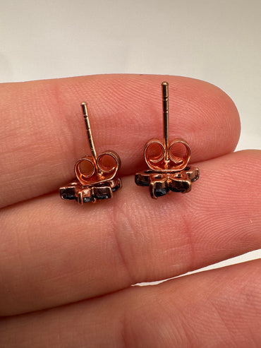 Silver sapphire cluster earrings