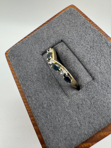 9ct gold sapphire and diamond wishbone ring