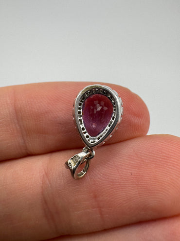 9ct white gold amethyst and diamond pendant