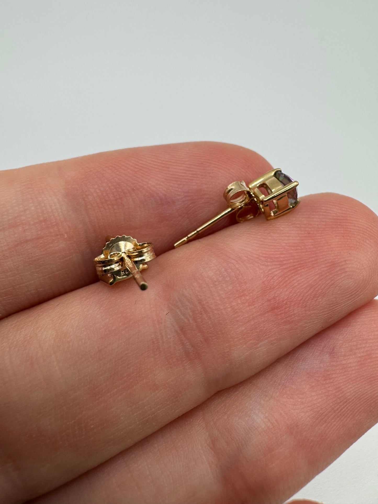 9ct gold mystic topaz earrings