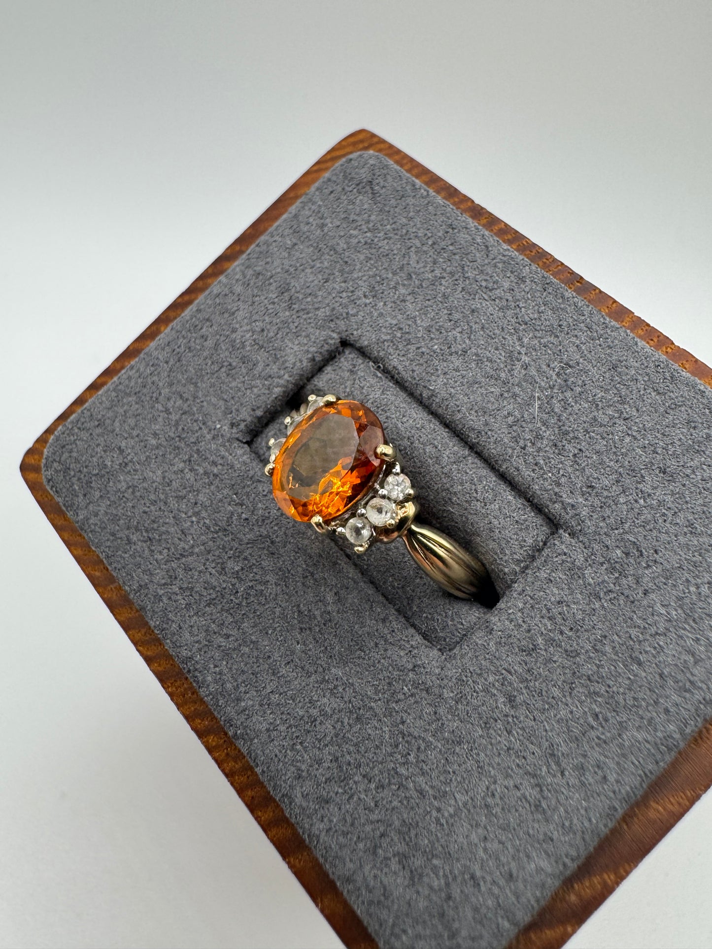 9ct gold citrine and zircon ring