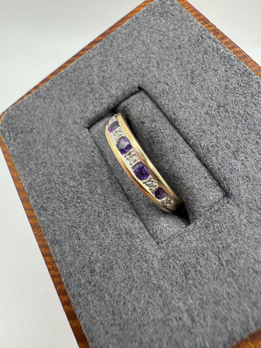 9ct gold amethyst and diamond ring