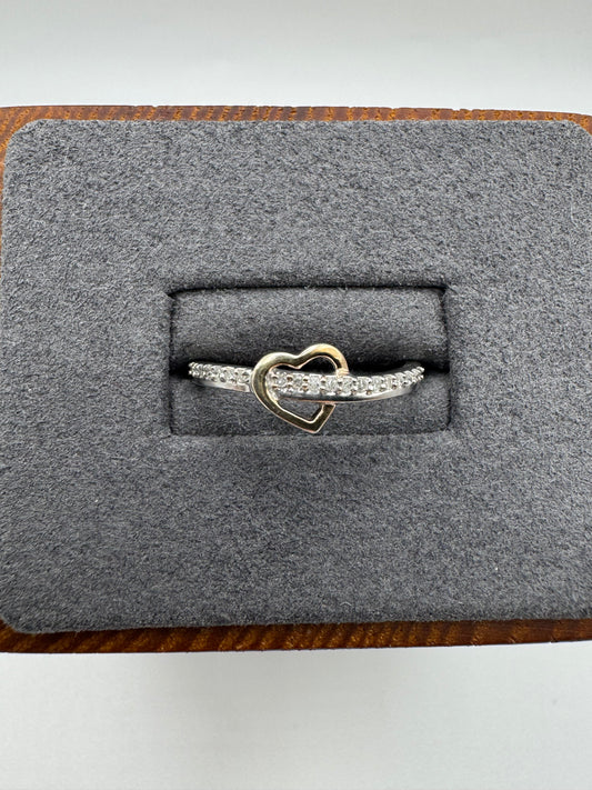 9ct two tone gold diamond heart ring