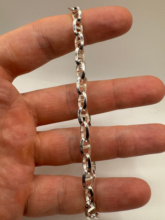 Silver double mariner link bracelet