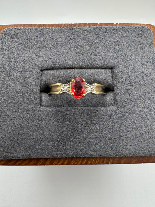 9ct gold spinel and diamond ring