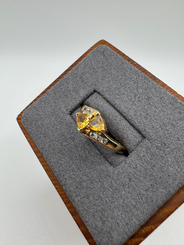 9ct gold citrine and diamond ring