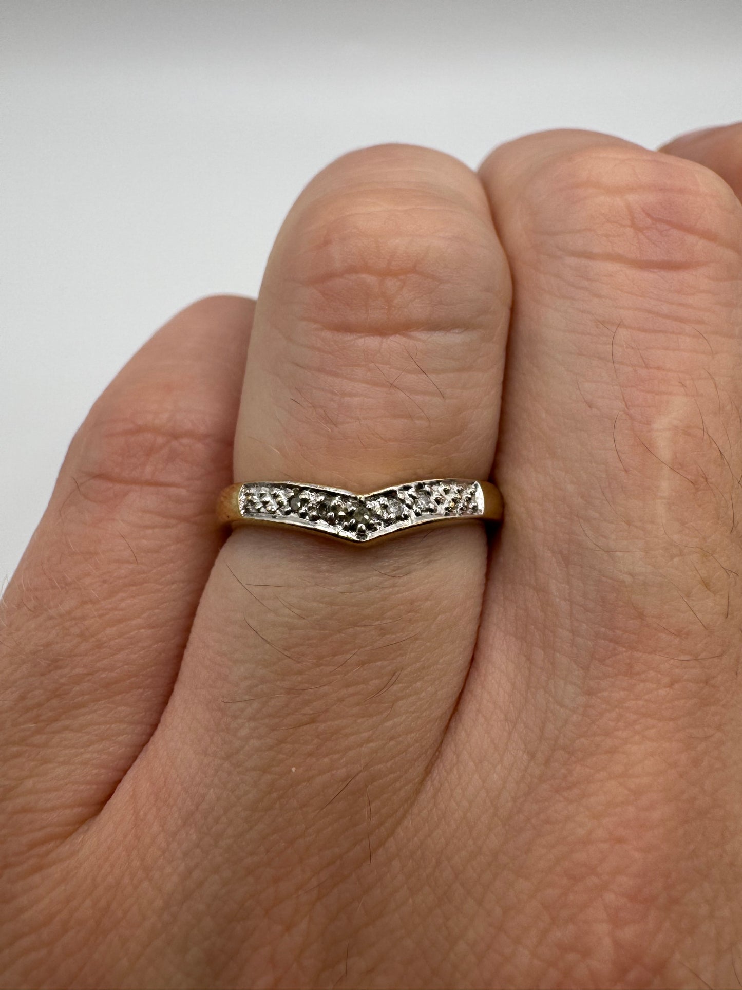 9ct gold diamond wishbone ring