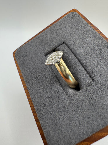 9ct gold diamond navette ring