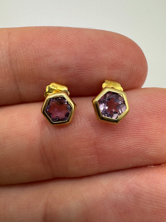 9ct gold amethyst earrings