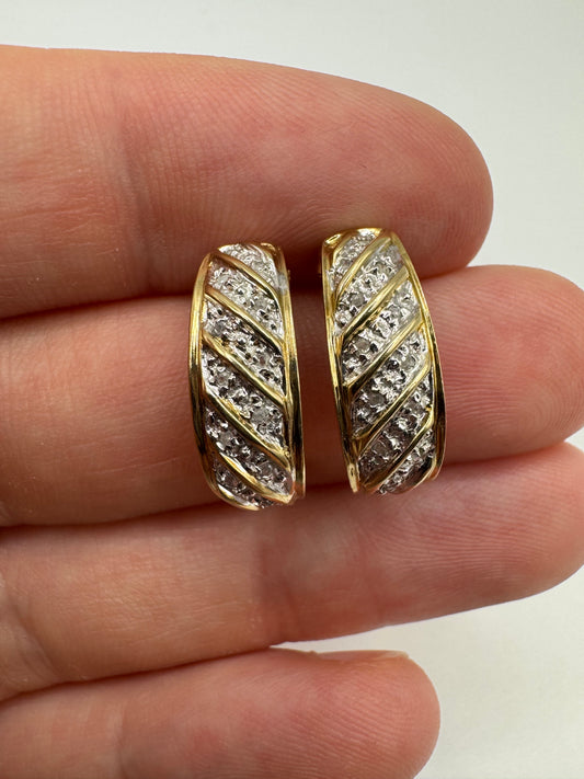 9ct gold diamond croissant earrings